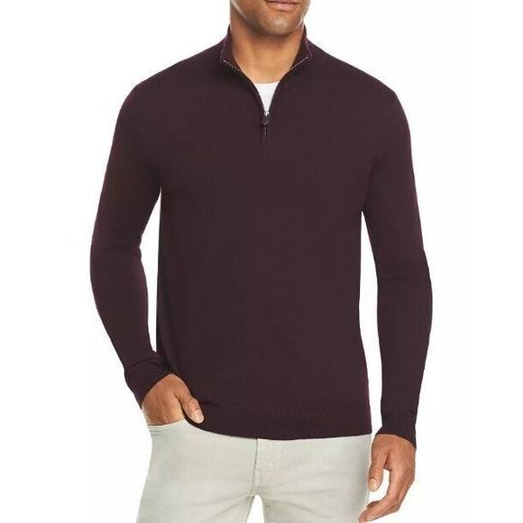 The Men's Store Bloomingdale's Sz Medium Purple 1/4 Zip Merino Wool Sweater $98 - Picture 1 of 9